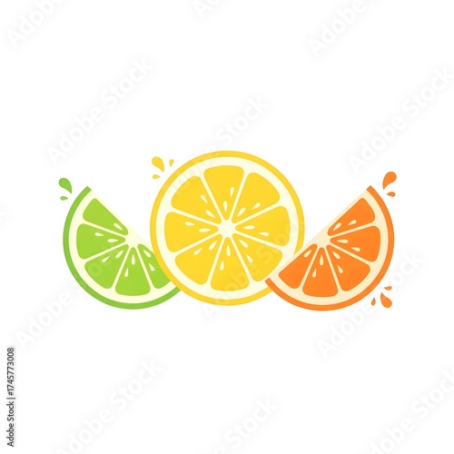 Fresh Citrus Splash – Lime, Lemon, and Orange Minimalist Illustration