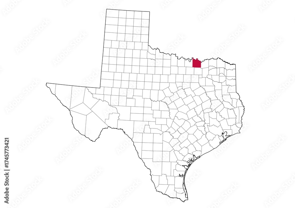 Obraz premium Location Of Grayson County in Texas Map, USA
