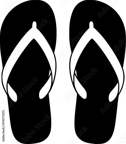 a pair of black flip-flops with white straps