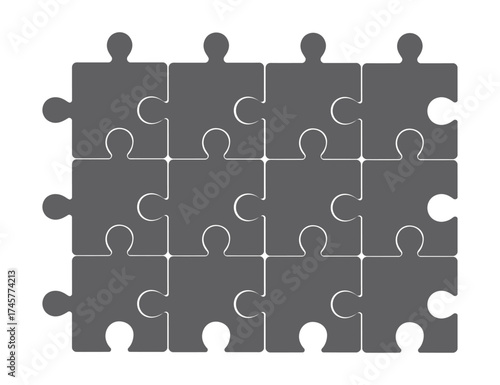 Puzzle Pieces Abstract Background, Jigsaw Game Elements Set