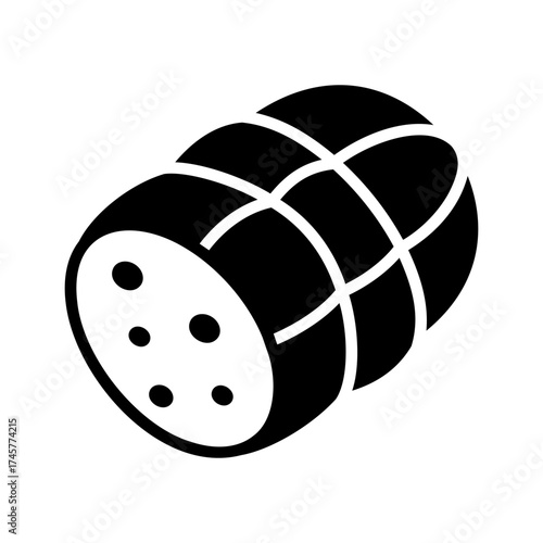 Boiled Sausage Meat Glyph Vector Icon
