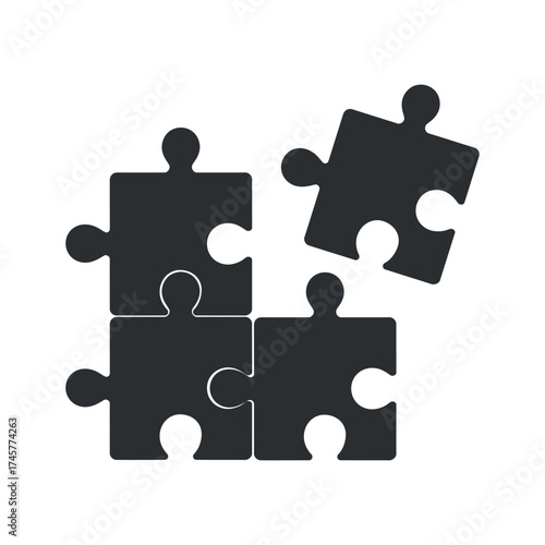 Puzzle Assembly Business Solution Metaphor Symbol Vector Image on White Background