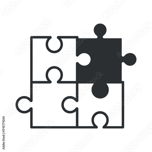 Jigsaw Puzzle Solving Symbol Concept Teamwork Sign  Icon Vector Stock Illustration