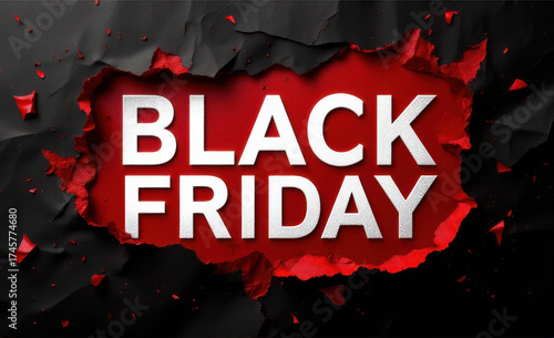 black friday sale sign on black  red paper background