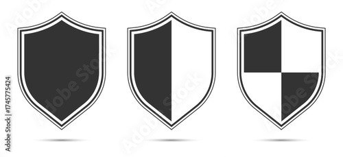 vector shield icons set isolated