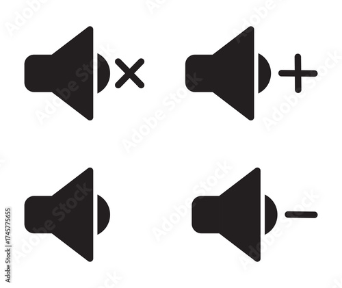 sound on off icons vector in line style . sound volume and mute icon. Volume allow and volume prohibit icon set. Sound and Mute. Volume icon set. EPS