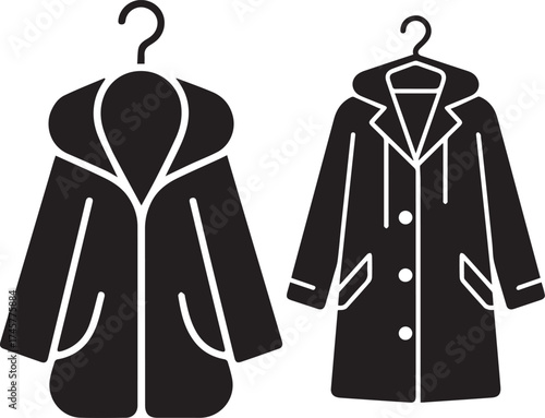 Coat Silhouette Icons – Stylish Winter Overcoat and Jacket Vector Design