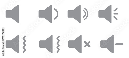Speaker icon set on transparent background. Mute and unmute volume sound.