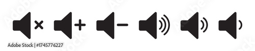 speaker icon set. noise icons symbol. sound level. silent signs. Volume symbol