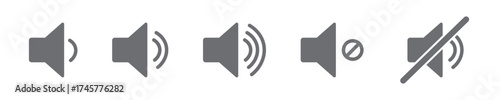 speaker icon set. noise icons symbol. sound level. silent signs. Volume symbol