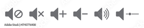 Sound volume icons set with different signal levels on white background. Аn icon that increases and reduces the sound. Speaker icon set. volume icon vector. loudspeaker icon vector. design eps 10