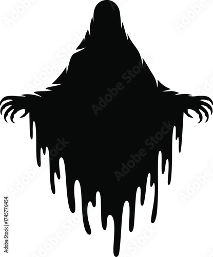 Dark hooded figure with flowing robes a dramatic silhouette on transparent background
