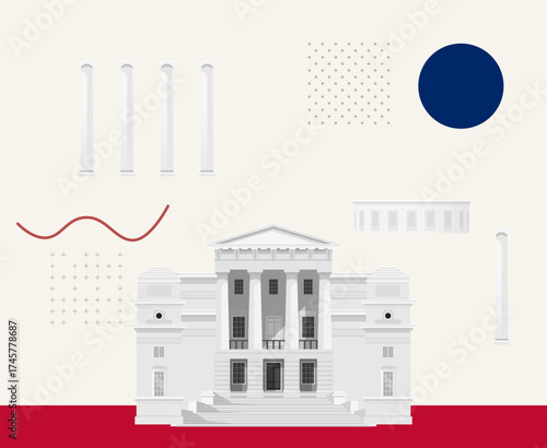 Abstract Neoclassical architecture elements - Stock Illustration