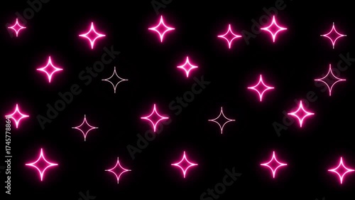Sparkles neon glow animation isolated on black