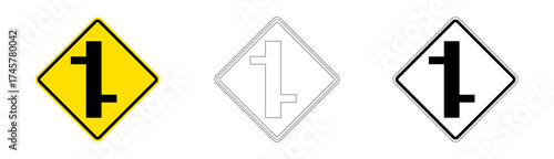 Side road intersection traffic sign (right and left) in vector format
