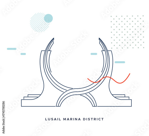 Lusail marina district - City Icon - Stock Illustration