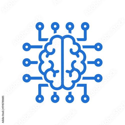 Stylized blue brain network circuitry symbolizing ai neural connections and intelligence