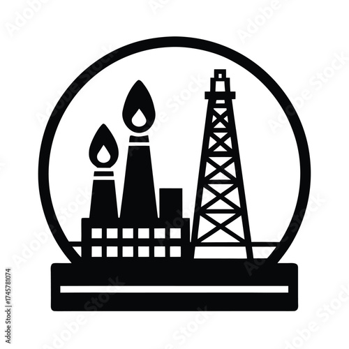 Angola Oil Refinery Industry Icon Design