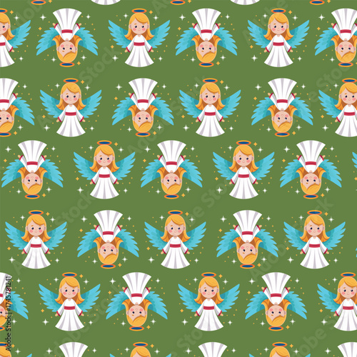 A pattern with angels, festive, Christmas