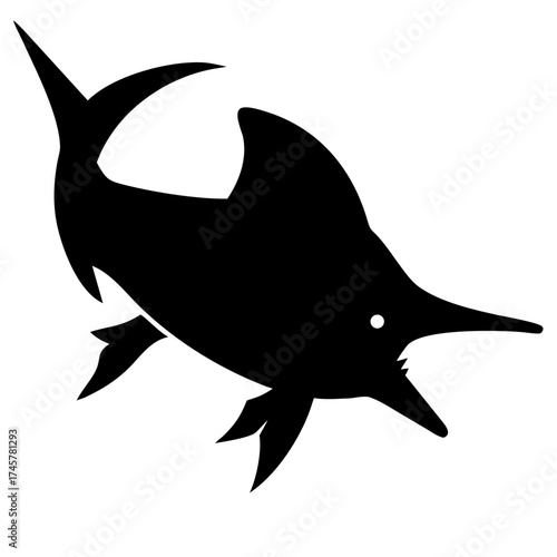 Swordfish Silhouette Minimal Black Vector Ocean Predator Illustration