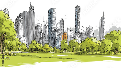 Modern Urban Design with Skyscrapers, Tower Blocks, and Condominiums