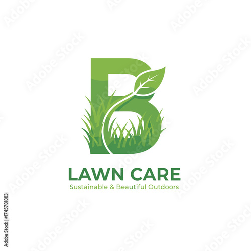 A contemporary, minimalist B initial lawn care logo concept for a landscaping, garden, and environmental services company