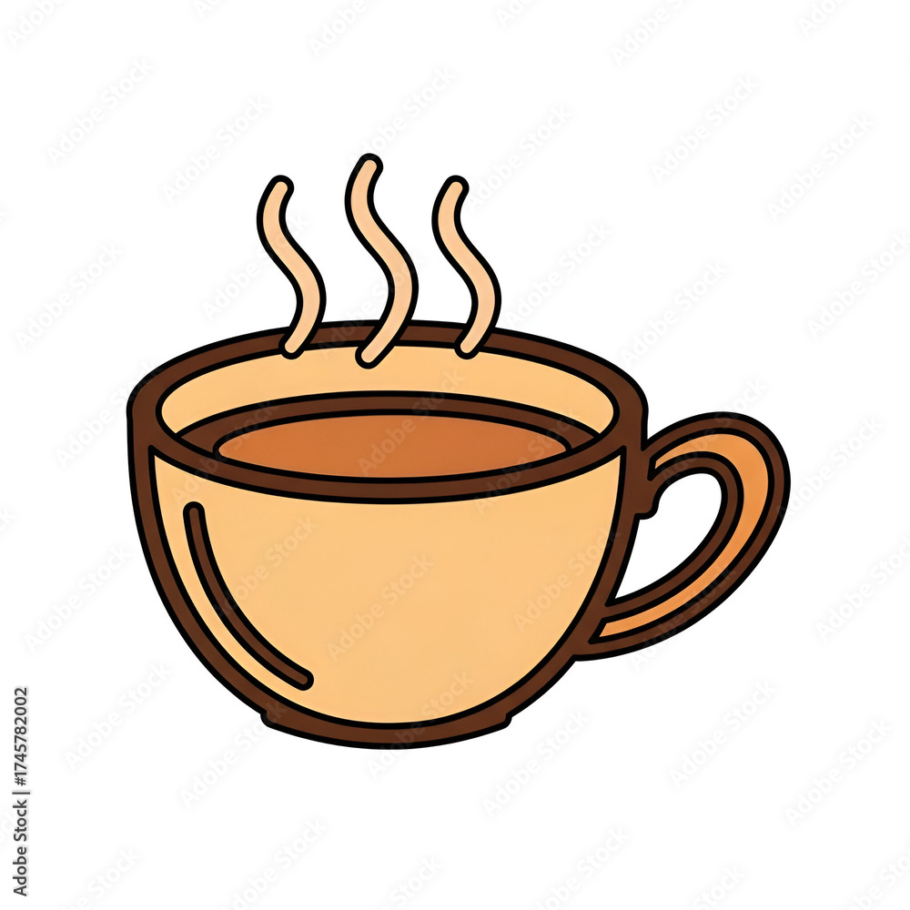 Obraz premium A steaming cup of coffee in a brown mug, isolated on a white background