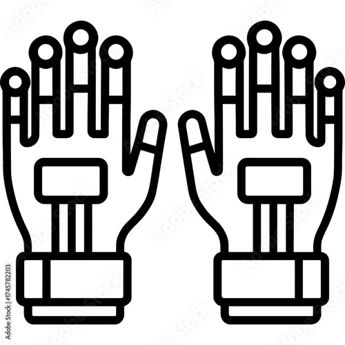Haptic feedback gloves outline icon vector