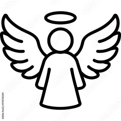 Angel wings outline icon vector