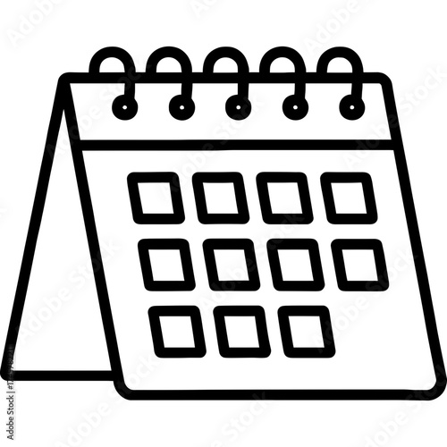 Desk calendar outline icon vector