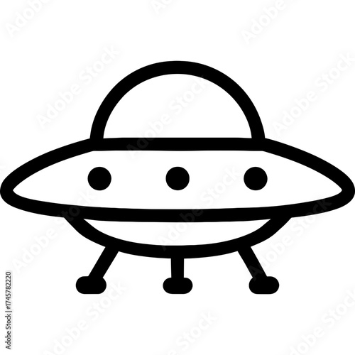 Ufo flying saucer outline icon vector