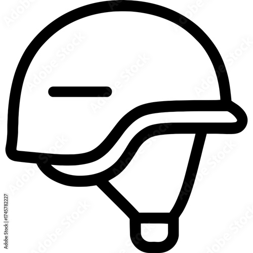 Military combat helmet outline icon vector