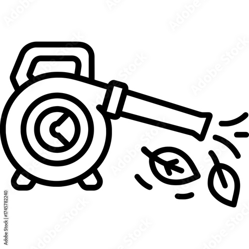 Leaf blower garden outline icon vector