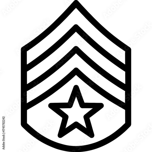 Military rank chevrons outline icon vector