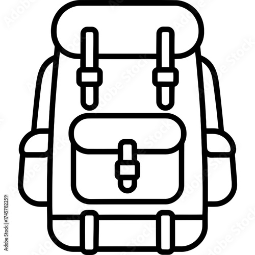 Hiking backpack outline icon vector