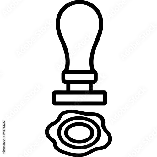 Wax stamp outline icon vector