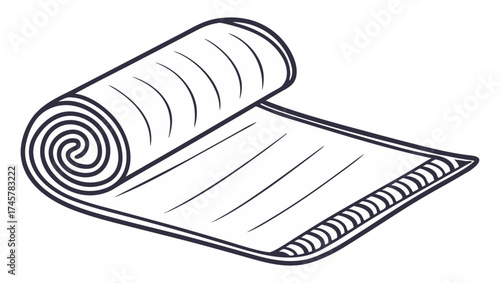 minimalist bath towel rolled vector flat icon