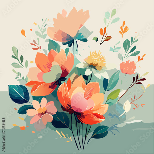 Floral bouquet arrangement with soft pastel colors