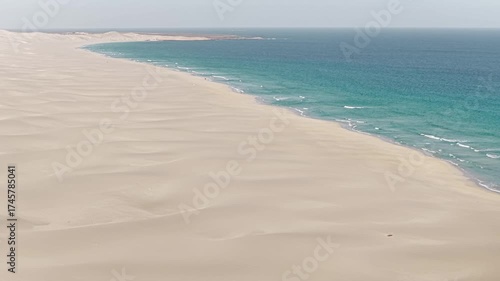Morro de Areia Natural Reserve is a place of extraordinary beauty and ecological significance,turquoise ocean,sandy beach,desert dunes and luxury resort, Boa Vista, Cape Verde