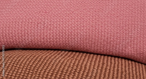 Wallpaper Mural A close-up shot of two knit fabrics, one pink and one brown, folded over each other, showcasing their textured weave. Torontodigital.ca