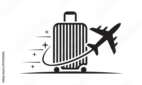 travel vector logo, Luxury travel luggage, study tour logo vector isolated white background