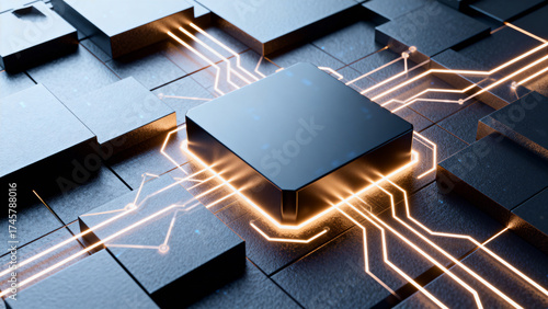Microchip with glowing circuitry