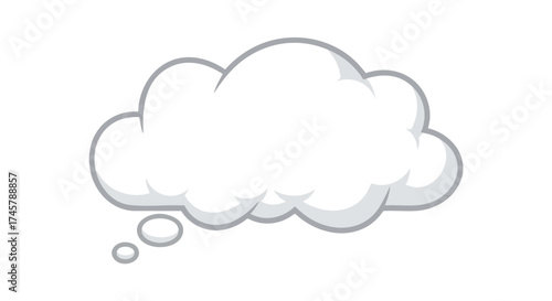 Clean vector graphic of an isolated blank thought bubble, perfect for representing ideas, concepts, dialogue, communication, and inner thoughts in various creative design projects