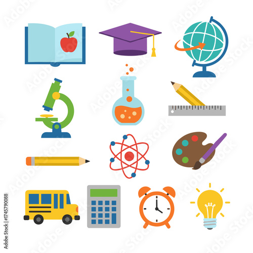 A collection of flat design concept icons tailored for education, suitable for web and mobile phone services and applications