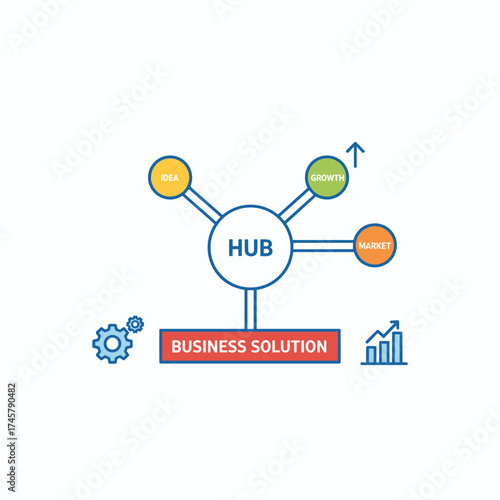 Flat-line design concept for business, tailored for web banners and printed materials