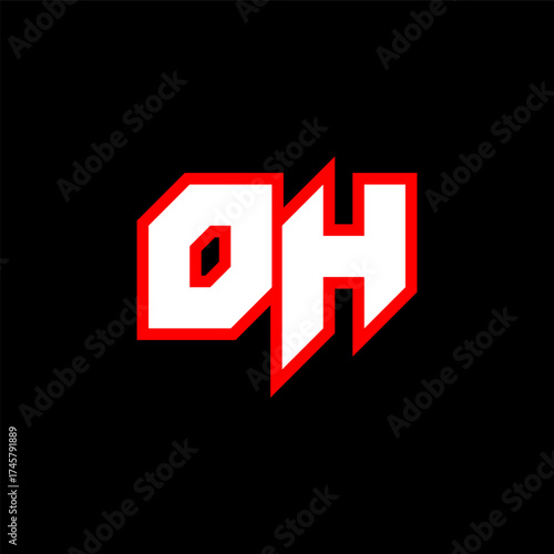 OH logo design, initial OH letter design with sci-fi style. OH logo for game, esport, Technology, Digital, Community or Business. O H sport modern Italic alphabet font. Typography urban style fonts.