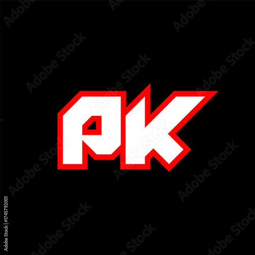 PK logo design, initial PK letter design with sci-fi style. PK logo for game, esport, Technology, Digital, Community or Business. P K sport modern Italic alphabet font. Typography urban style fonts.