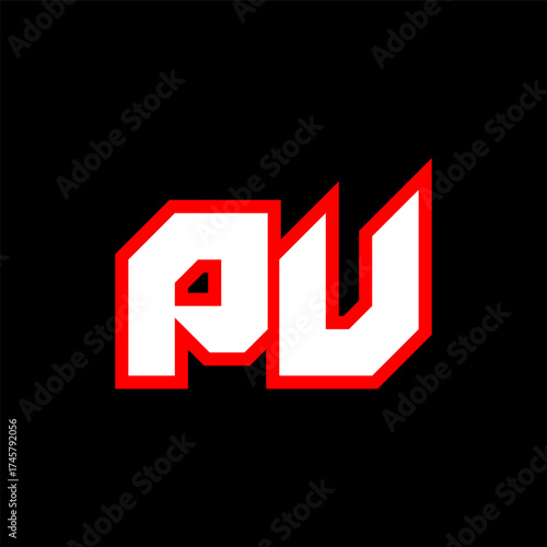 PU logo design, initial PU letter design with sci-fi style. PU logo for game, esport, Technology, Digital, Community or Business. P U sport modern Italic alphabet font. Typography urban style fonts.