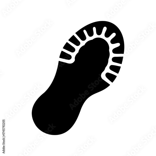 Black Footprint Showing Shoe Sole Design Illustrates Tracking and Impression