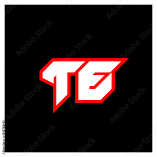 TE logo design, initial TE letter design with sci-fi style. TE logo for game, esport, Technology, Digital, Community or Business. T E sport modern Italic alphabet font. Typography urban style fonts.